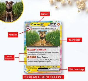 Personalized Pet PKM Card, Custom Your Pet as a Poke Card, Dog Portrai