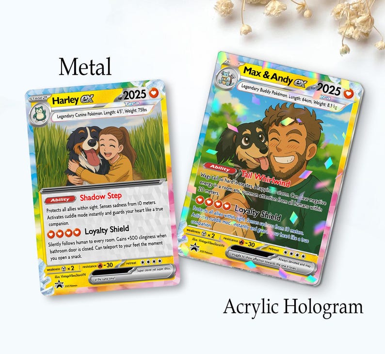 Personalized Pet Pokemon Card, Custom Your Pet as a Pokemon Card, Dog Portrait, Pet Lover Gift, Pet memorial, Pet Gift, Dog Gift, Cat Gift