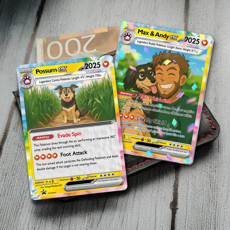 Personalized Pet Pokemon Card, Custom Your Pet as a Pokemon Card, Dog Portrait, Pet Lover Gift, Pet memorial, Pet Gift, Dog Gift, Cat Gift
