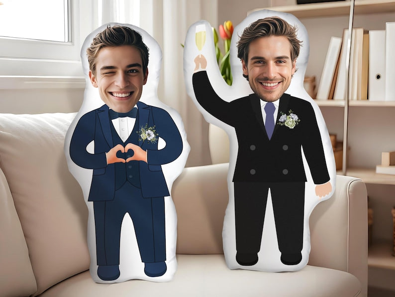 Personalized Grooms Face Pillow, Custom Photo Doll for Bachelor Party, Hen Party Pillow Doll, Funny Wedding Gift, Hen s Party Decor
