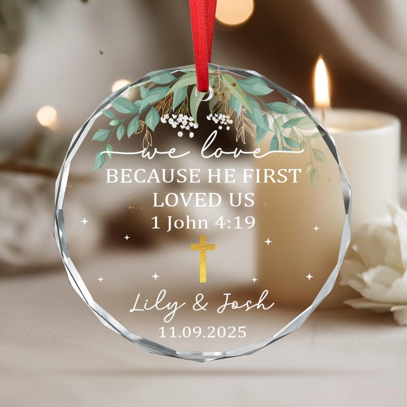 Personalized Christian Wedding Ornament, Bible Verse Ornament, Our First Christmas Ornament, Engagement Gifts for New Couple, Anniversary