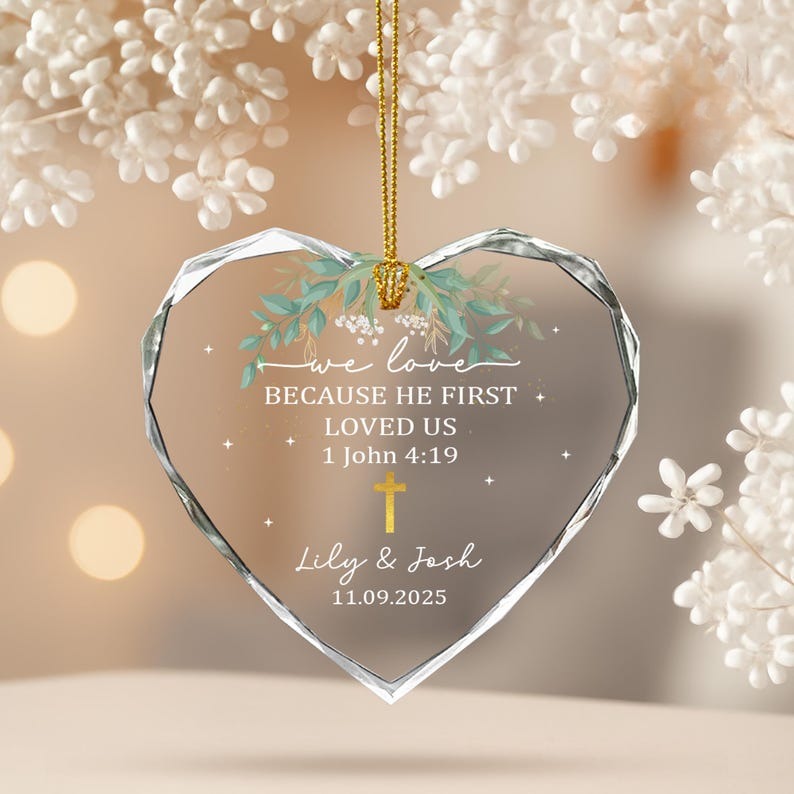 Personalized Christian Wedding Ornament, Bible Verse Ornament, Our First Christmas Ornament, Engagement Gifts for New Couple, Anniversary