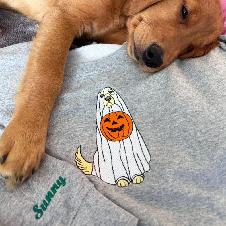 Custom Dog Embroidered Sweatshirt Halloween Ghost Dog Hoodie Halloween Embroidered Sweatshirt Dogs Embroidered Hoodie Pet Ghost Hoodie il_794xN.7081401974_ltjg.jpg