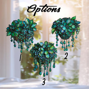 Acrylic Succulent Window Hanging: Boho Crystal Decor, Plant Lover Gift