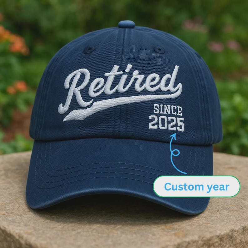 Custom Retired Since 2025 Embroidered Hat Personalized Retirement Baseball Cap, Wash Cap, 2-Tone Cap for Men and Women - Retirement Gift il_794xN.7081951490_33ja.jpg