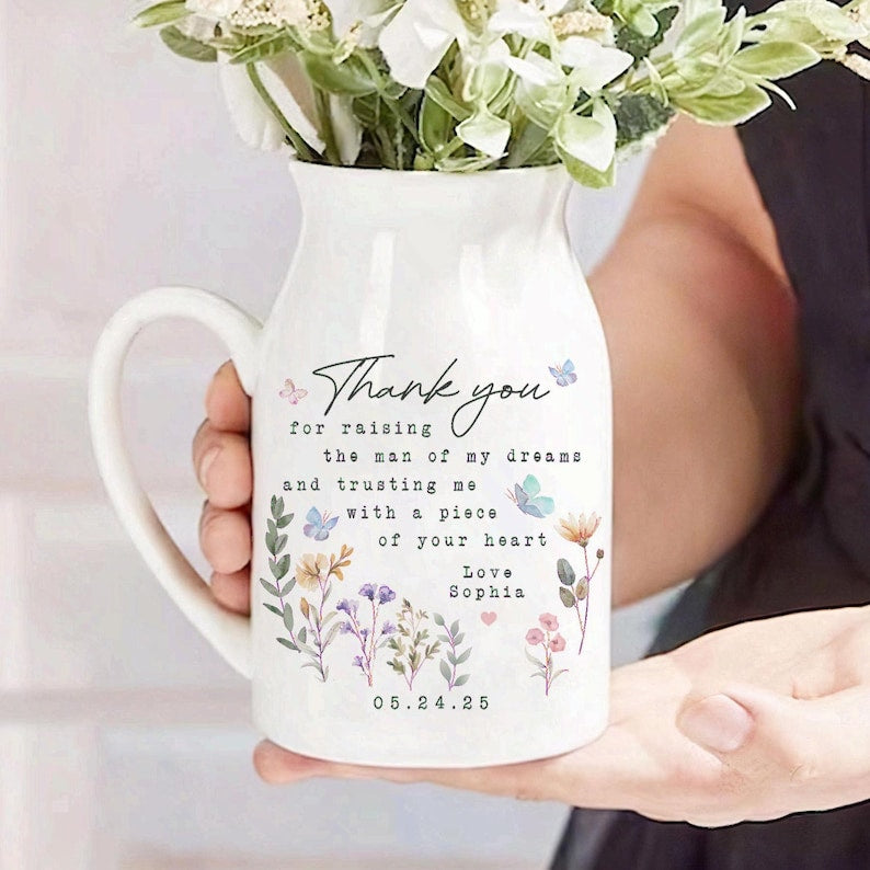 Personalised Mother of the Groom Flower Vase, Custom Mother's Day Flower Vase for Mother of the Groom, Wedding Gifts, Mom of the Groom Gift