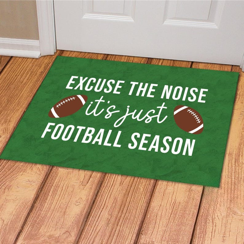 Football Welcome Doormat, Excuse The Noise It's Just Football Season, Football Sport Home Decor, Housewarming Gift, Football Doormat