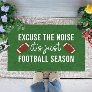 Football Welcome Doormat, Excuse The Noise It's Just Football Season, Football Sport Home Decor, Housewarming Gift, Football Doormat