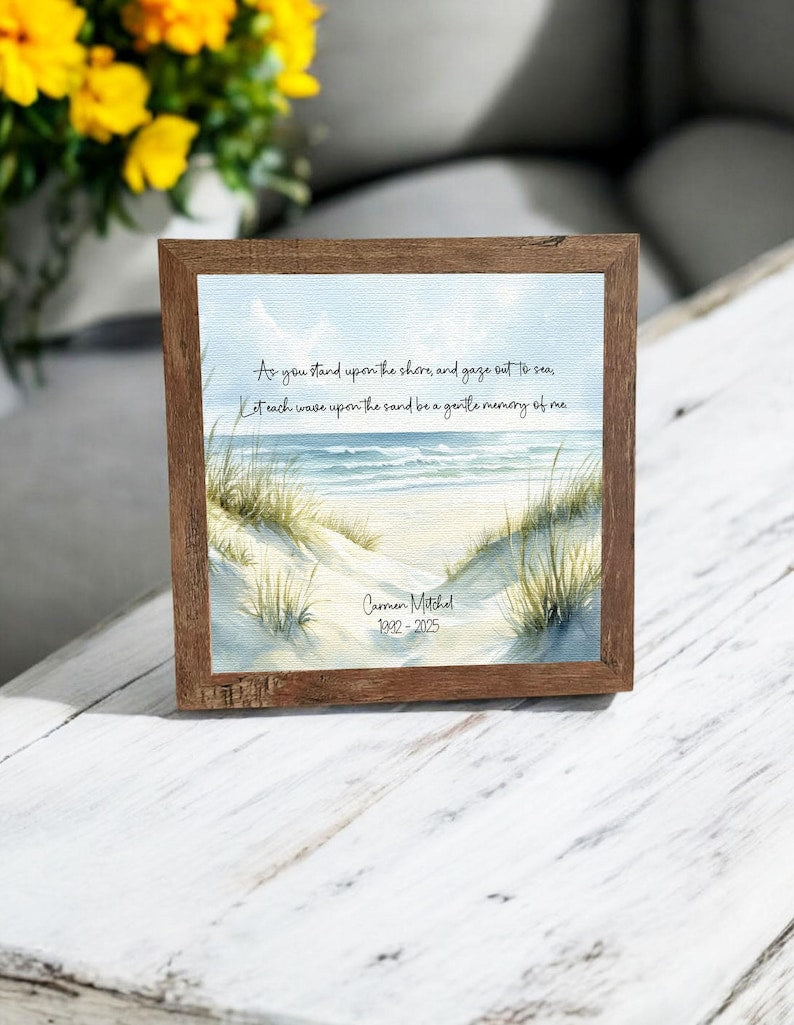 Personalized Beach Watercolor Sympathy Gift | Coastal Ocean Memorial | Loss of Father, Mother, Grandparent