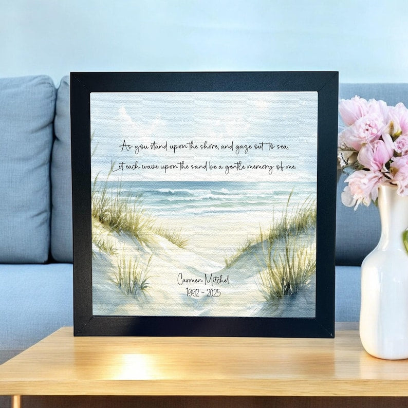 Personalized Beach Watercolor Sympathy Gift | Coastal Ocean Memorial | Loss of Father, Mother, Grandparent