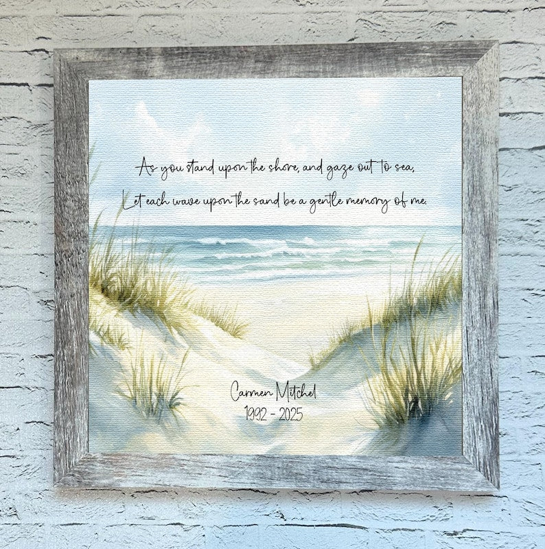 Personalized Beach Watercolor Sympathy Gift | Coastal Ocean Memorial | Loss of Father, Mother, Grandparent