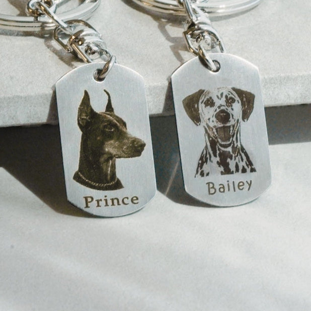 Unique Custom Dog Keychain, Personalized Portrait from Photo, Pet Memorial Gift for Dad, Cat Key Chain, Pet Keychain