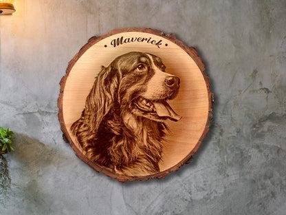 Engraved Wood Pet Memorial Plaque: Custom Dog Cat Photo Keepsake