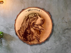 Engraved Wood Pet Memorial Plaque: Custom Dog Cat Photo Keepsake