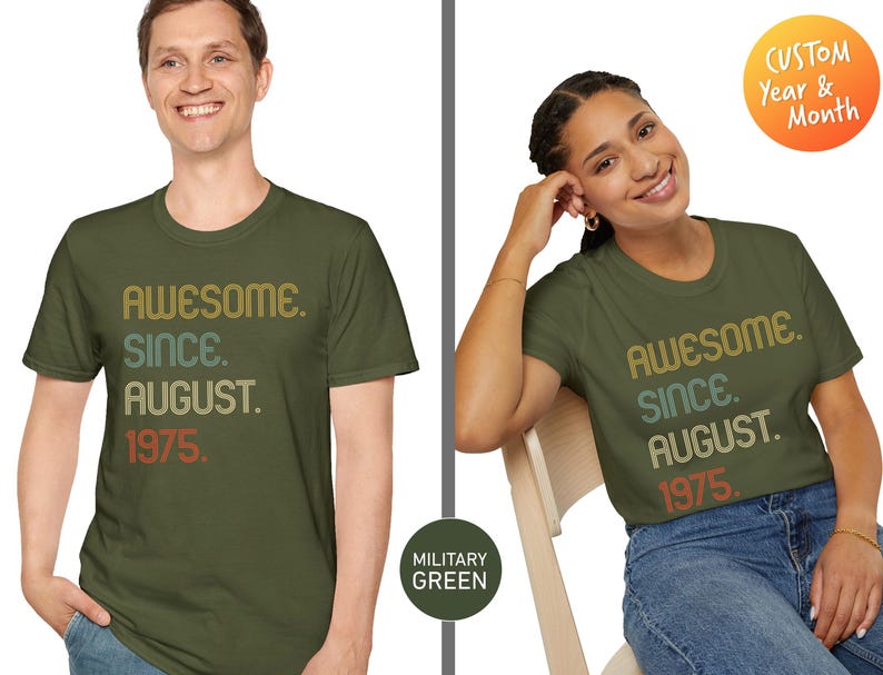 Awesome Since 1975 Shirt, 50th Birthday Gift, 50th Birthday idea, Birthday Gift for Him, 50th Birthday Shirt, Personalized Birthday Tshirt