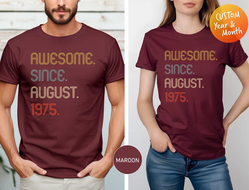 Awesome Since 1975 Shirt, 50th Birthday Gift, 50th Birthday idea, Birthday Gift for Him, 50th Birthday Shirt, Personalized Birthday Tshirt