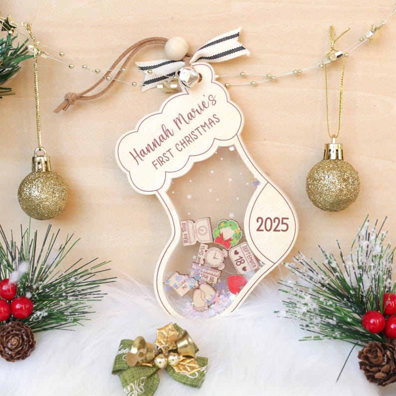Personalized Baby's First Christmas Ornament: Shakeable Acrylic Keepsake