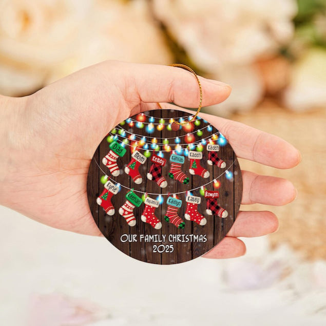 Personalized Family Socks Ornament, Family Stockings Christmas Ornament, Up To 12 Stockings, Family Christmas Gift, Christmas Decor