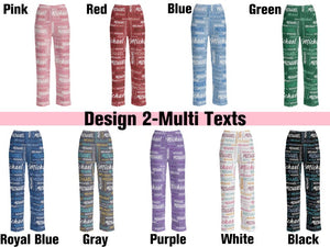 Personalized Pajama Pants: Custom Name Custom Text Lounge Pants Personalized Pajama Pants - Gift for Family, Christmas gift for Mom, Dad, Grandma, Daughters and Sons