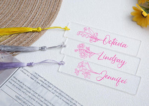 Custom Birth Flower Bookmark,Personalized Floral Bookmark for Women,Name Bookmark,Acrylic Bookmark Gift, Reading Gifts for Friends