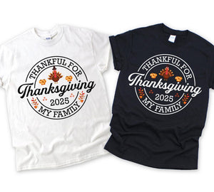 Custom Family Thanksgiving 2025 Matching Shirt, Personalized Family Thanksgiving Dinner Shirts, Autumn Family T-shirts, Pumpkin Season Shirt