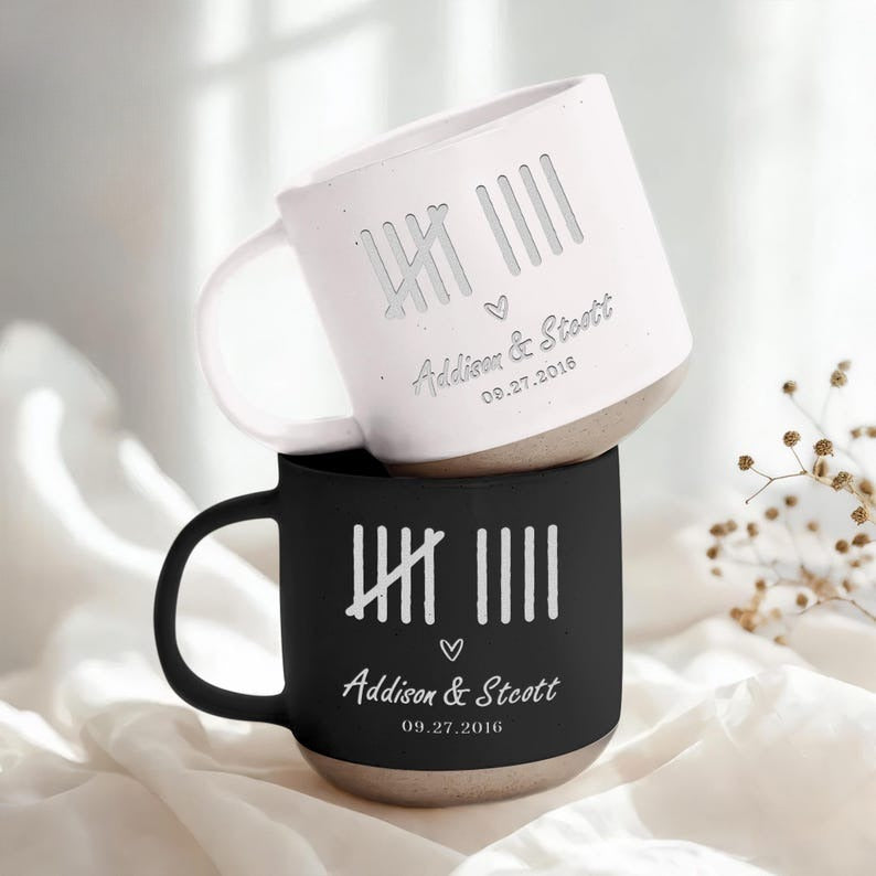 Personalized 9 Year Anniversary Gift, Custom Wedding Anniversary Pottery Mug Gift for Wife, 9th Anniversary Ceramic Mug, Couple Gift For Her