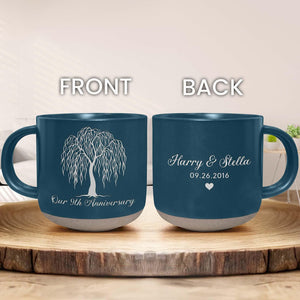 9th Anniversary Willow Pottery Engraved Mug, 9th Anniversary Gift, 9th Anniversary Mug, Anniversary Keepsake For Wife, 9th Anniversary Gift