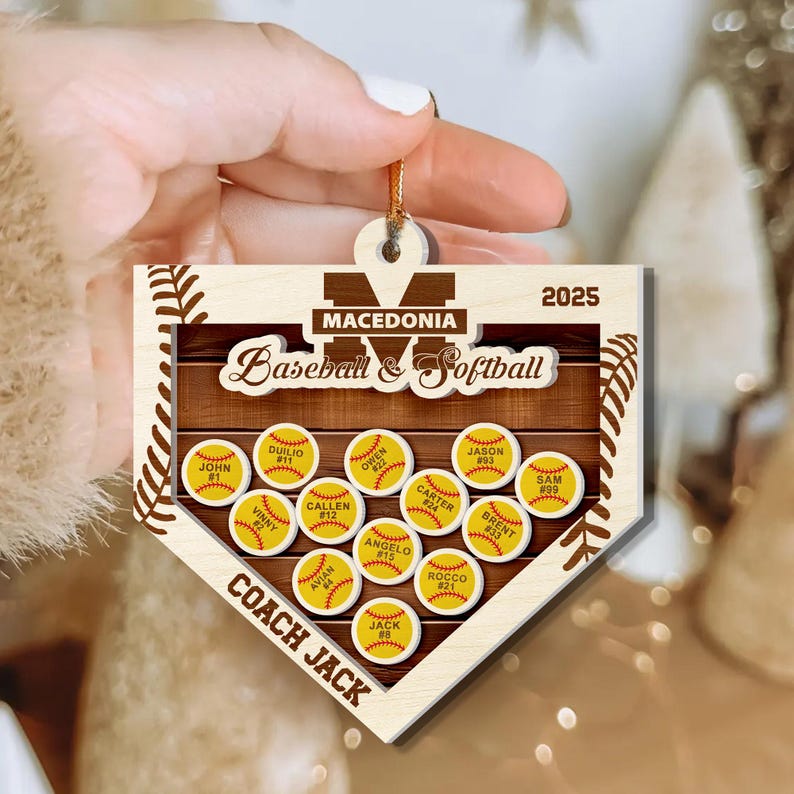 Personalized Softball Coach Christmas Gift, Custom Softball Coach Gift, Custom Softball With Name Ornament, Softball Team End Of Season Gift