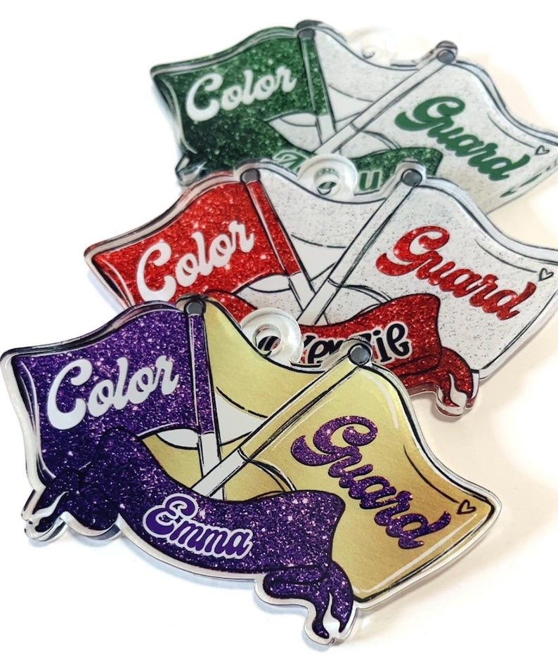 Personalized Color Guard Bag Tag Custom Name Tag for Backpacks, Flag Team Gift, Acrylic Tag, School Spirit Accessory