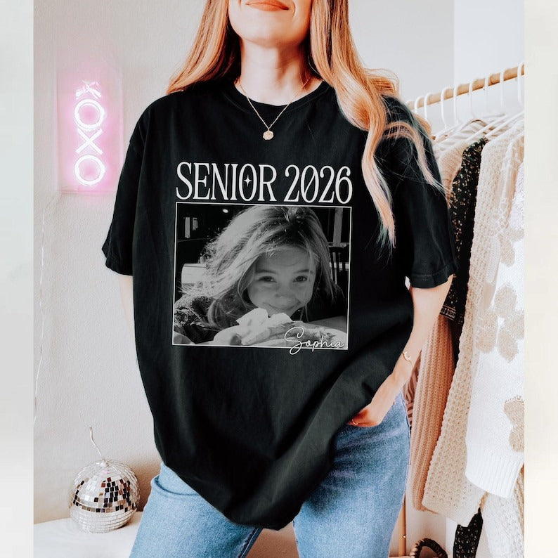 Custom Photo Shirt Senior 2026,Back to School Vintage Photo Shirt,Class of 2026, Custom Shirt With Picture,Graduation Tee,High School Senior
