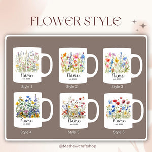 Mom to Be Coffee Mug, Personalized Expecting Mother Pregnancy Gift, Momma Floral Name Glass Mugs, New Mom Gift, Baby Shower Gift, Mama Mug