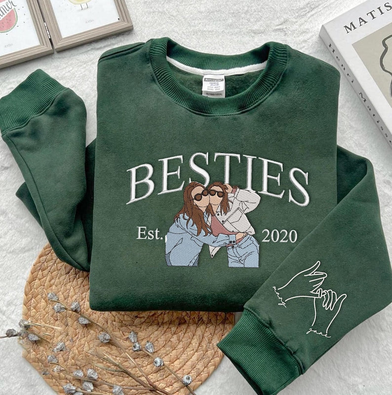Embroidered Custom Photo Bestie Sweatshirt: BFF Gift Christmas Gift For Best Friend Birthday Gift Sister Gift Bestie Gift
