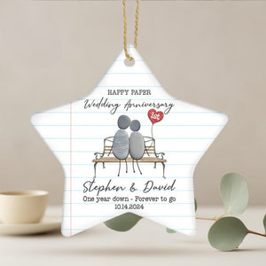 Paper Traditional 1st Wedding Anniversary Ceramic Ornament, First Anniversary Ornament, 1st Anniversary Gift, Paper Wedding Anniversary Gift
