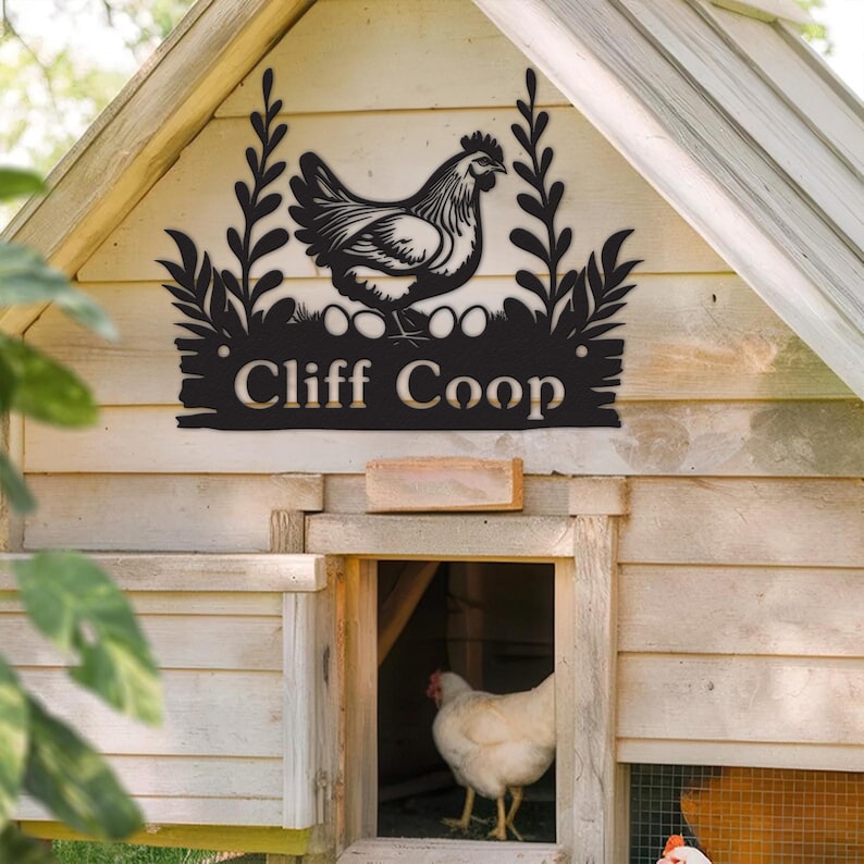 Custom Chicken Farm Metal Sign, Hen House Coop Sign, Farm Coop Sign, Personalized Hen Name Sign, Chicken Coop Wall Art, Eggs Farm House Sign