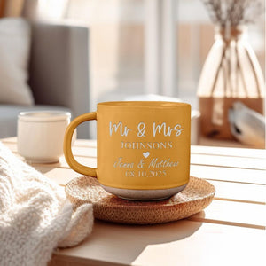 Personalized Mr & Mrs Engraved Engagement Pottery Mug, Husband and Wife Mug, Mr and Mrs Mug, Wedding Mugs, Engagement Gift, Gifts for Couple