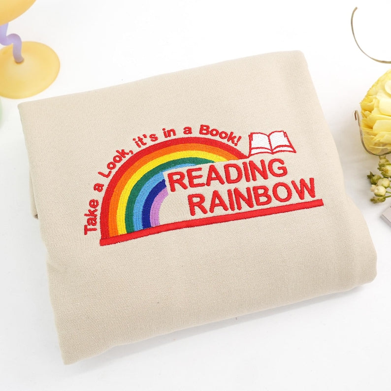 Embroidered Reading Rainbow Sweatshirt | Take A Look It's In A Book Shirt | Book Lover Gift | Custom Reading Shirt | Teacher Gift il_794xN.7089310229_37r8.jpg