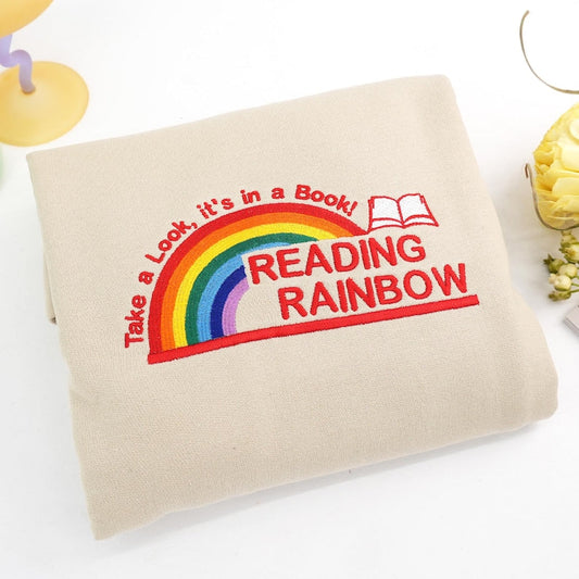 Embroidered Reading Rainbow Sweatshirt | Take A Look It's In A Book Shirt | Book Lover Gift | Custom Reading Shirt | Teacher Gift il_794xN.7089310229_37r8.jpg