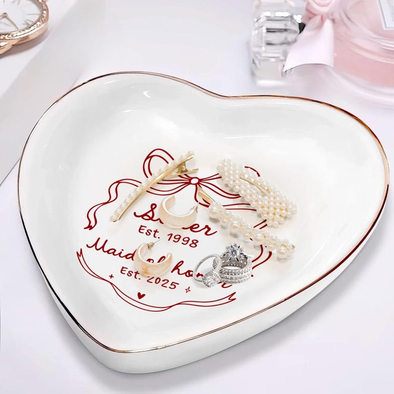 Personalized Maid of Honor Ring Dish, MOH Jewelry Dish, Sister Wedding Gifts, Wedding Gift for bridesmaid, Maid of Honor Proposal Gift Dish