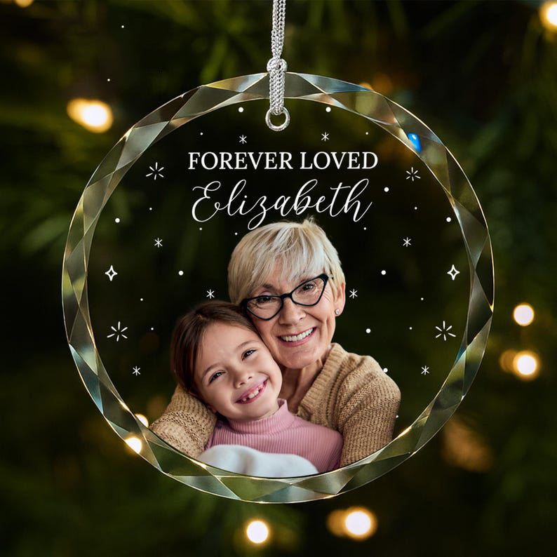 Custom Memorial Ornament, Remembrance Gifts, Loss of Father Gift, Personalized Engraved Photo Ornament, Gifts for Family, Christmas Ornament
