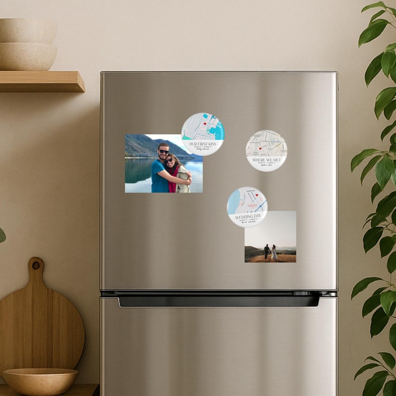 Personalized Our First Date Map Fridge Magnet, Custom Coordinates Magnet, City Map Anniversary Gift, Wedding Map Favor Magnet, Where We Met