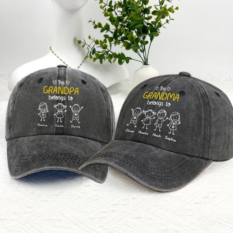 Custom Grandad Hat, Personalized Custom Vintage Denim Hat, Fathers Day Gifts, Gifts For Dad, Grandpa Gifts,Papa Gift From Grandkids,Papa Hat