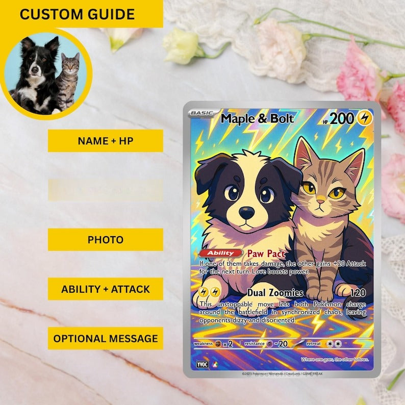 Custom Pok mon Style Card Personalized Glossy Trading Card Gift | Anime Memorabilia, Kid, Dad, Fan Gift, Gift for Him, Gift for Her