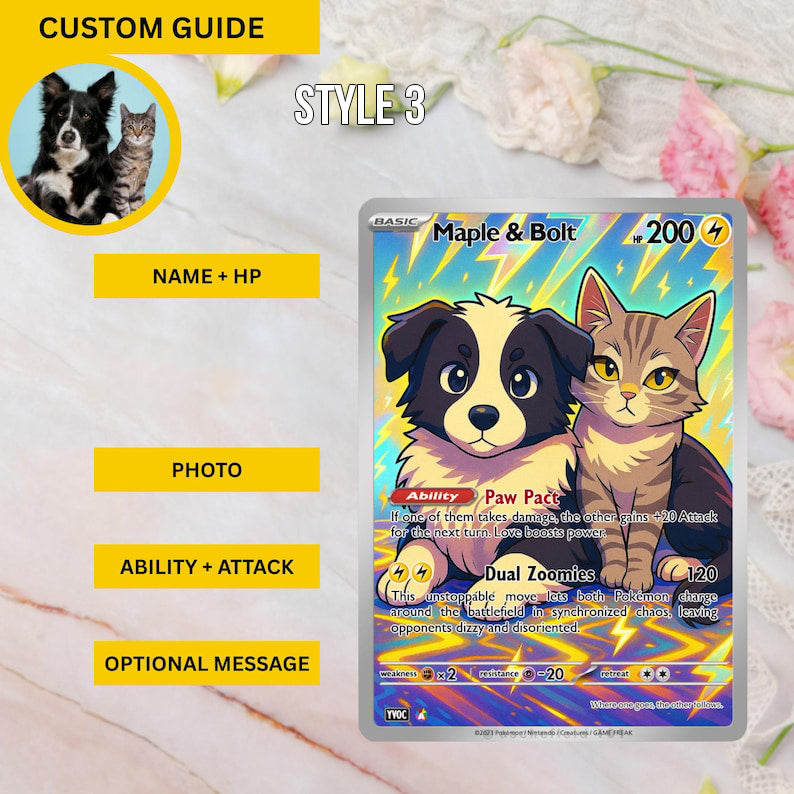 Custom Pok mon Style Card Personalized Glossy Trading Card Gift | Anime Memorabilia, Kid, Dad, Fan Gift, Gift for Him, Gift for Her