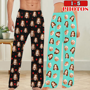 Personalized Face Pajama Pants,Custom Photo Trousers,Family Pictures on PJS,Valentine's Day Gifts