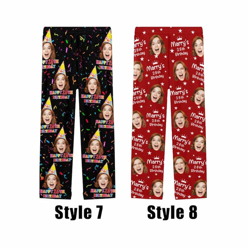 Personalized Face Pajama Pants,Custom Photo Trousers,Family Pictures on PJS,Valentine's Day Gifts