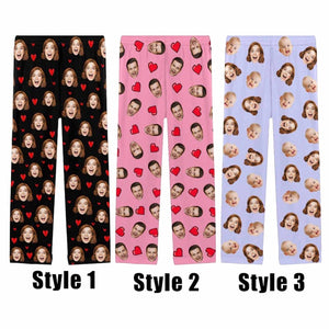 Personalized Face Pajama Pants,Custom Photo Trousers,Family Pictures on PJS,Valentine's Day Gifts