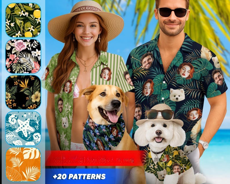 Custom Hawaiian Shirt With Face, Personalized Aloha Hawaiian Shirt, Customize Face for Pet Men Women, Funny Custom Hawaii Dress Beach Party