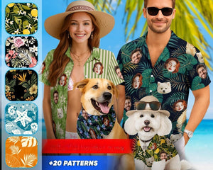 Custom Hawaiian Shirt With Face, Personalized Aloha Hawaiian Shirt, Customize Face for Pet Men Women, Funny Custom Hawaii Dress Beach Party