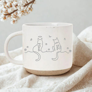 Personalised Cat Pottery Mug, Cat Memorial Gift, Cat Lovers Gift Cute Dog Cat Line Art Gift for Pet Mom/Pet Dad, Custom Cat's Name Mug