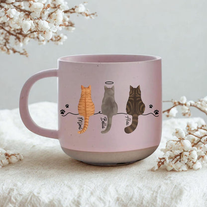 Personalised Cat Pottery Mug, Cat Memorial Gift, Cat Lovers Gift Cute Dog Cat Line Art Gift for Pet Mom/Pet Dad, Custom Cat's Name Mug